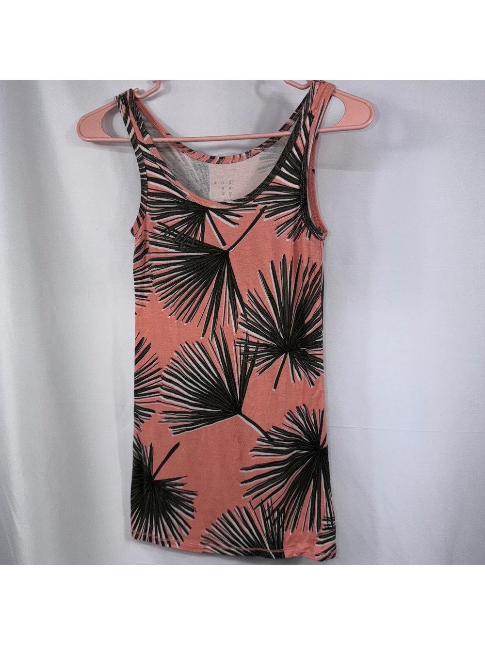 A New Day Women’s S Coral Palm Print Tank Top